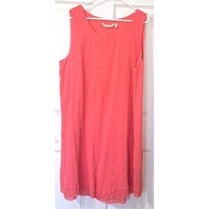 Soft Surroundings XL Peach Gauzy Ruffle Hem Layered Tank Dress Beach